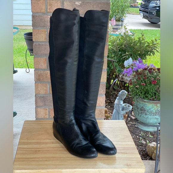 Stuart Weitzman MAINLINE Hidden Wedge Over the Knee Boot Black Leather Size 8.5 - Picture 3 of 11